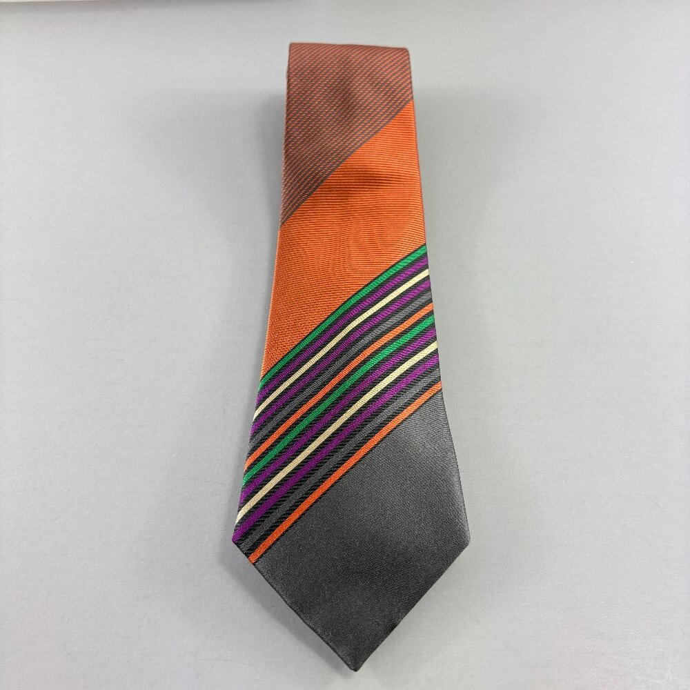 Bugatchi Tangerine / Purple Striped Men's Tie 3 1/4" x 60" NWT